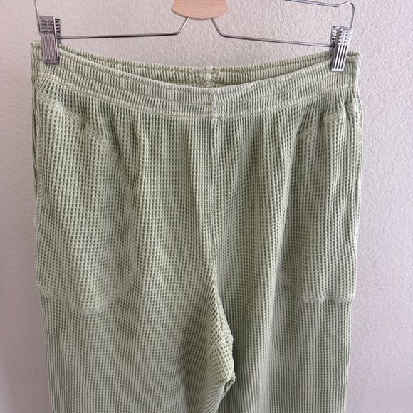 AERIE WAFFLE high waist wide leg pant trousers pastel green size L - Picture 4 of 9
